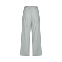 Široke kapristi hlače za žene Ležerne prilike ljeta ispisane nepravedne elastične hlače ravne pamučne