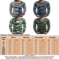 Grianlook Muns T majica Crew Crt Majica Camo Print Tops Men Regular Fit bluza Modni pulover s dugim