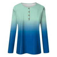 Clearsance ženska modna casual okruglica s dugim rukavima od tiskanog majica majica, kraljevski plavi,