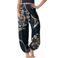 Yuehao joga hlače Žene udobne boho hlače labave joge hlače hipi pidžama lounge boho pidžama hlače ženske joge žute boje