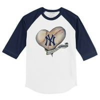 Toddler Tiny Turpap bijela mornarica New York Yankees Banner Heart Baner 3 4-rukave Raglan majica