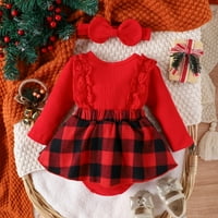 Dojenčad djevojka božićne haljine za djecu s dugim rukavima ruffles plairani kombinezon 0- mjeseci