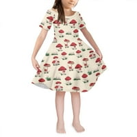 Gljive lišće djevojke haljine Veličina 9-godiljnje slobodno vrijeme za odmor za djevojčice Elastična haljina za ljuljanje