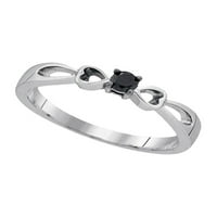 Sterling Silver Women okrugli crni boja Poboljšani dijamantski pasijans Promise Ring CTTW