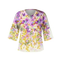 Yyeselk Trendi vrhovi za žene Casual Fancy cvjetni ispis Pulover Košulje Modni seksi V-izrez rukavi