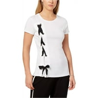 Bar III Žene čipke up osnovne majice, bijela, xx-mala