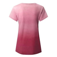CatAlem Srednja majica gradijentna majica V-izrez Ženski vrhovi labave rukave kratka modna casual ženska
