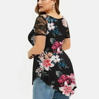 Košulje za žene Crna prodaja Modna žena kauzalna okrugla vrat cvjetna bluza za bluzu s kratkim rukavima, ljetni vrhovi poklon za žene