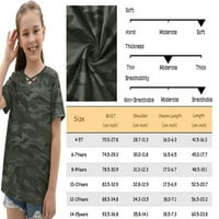 Delou Girls Camuflage Stripe s kratkim rukavima V izrez Criss Cross Tees Znoj Kids Casual Sport Tops