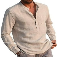 Leuncero Muns majica V izrez majica sa džepovima vrhovi Havajska bluza Solidna boja Tee Khaki M