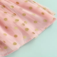 Ljetne princeze Little Girls Haljina Polka Dot Print Riffles Fly rukava za rušenje LACE A-line haljina