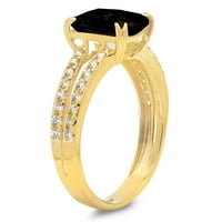 3.96ct jastuk Crck crno prirodni ony 18k žuti zlatni ugraving izjava bridalna godišnjica angažman vjenčani prsten veličine 9