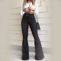 CAICJ teretne hlače Žene Žene Elegantne visokog struka Splitske duge hlače Ravne noge Zipper Fly Radne
