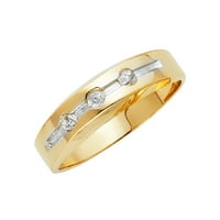 Jewels 14k bijeli i žuti zlatni prsten dva tona kubična cirkonija cz Muška godišnjica svadbene veze