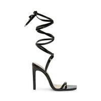 Steve Madden Uplift Black Patent Fashion Square Toe čipkajte Stiletto sandale