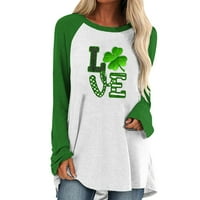 Žene sv. Patrickove majice Slatka GNOME grafički casual posade na vratu Modni rukav zeleni grafički grafički krajevi, bijele majice za žene velike