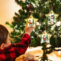 Veki božićna svjetla ukrasi božićne svjetlo drvene ukrase božićno drvce Santa jeleni drveni privjesci