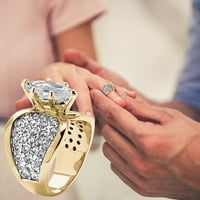 Angažman okrugli rez Zirkoni Žene vjenčani prstenovi Nakit za prstenje za žene Full Diamond Dame Ring