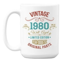 Vintage 1980, dobro uzrasta, rođendanska godina bijela keramička kafa i čaj