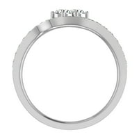 0. CT Dvije kameni prsten Accent Diamond Wedding Set 14k bijelo zlato