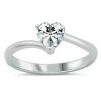 Clear Cubic cirkonije obećava prsten. Sterling srebrna pojas bijeli nakit ženski muška unise veličine 5