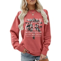 SHPWFBE FALL OTVORE ZBORA ŽENSKI TANJ PUNOVER Čvrsto labavi vrhovi Ležerni džemper Ženska modna udobna dukseva Dugi rukavi Bluze Žene Košulje Žene Crveni XL