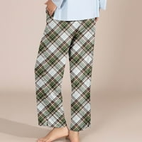 Puawkoer Womens Classic Plaid Elastični pojas s elastičnim strukom Pantalone Ležerne prilike Hom Honts