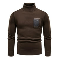 Ketyyh-CHN obrezani džemperi za muškarce muške rebraste turtleneck tanki fit casual kabel pleteni pulover džemperi