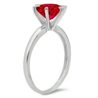 2CT okrugli rez crveni simulirani rubin 14k bijelo zlatni godišnjica za angažman prsten veličine 10