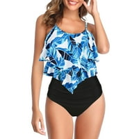 Finelylove kupaći kostimi za žene Push-up Halter BRA Style Bikini Blue L