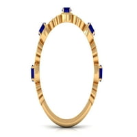 Blue Sapphire i dijamantni prsten, obljetni prsten sa plavim safirom i dijamant, 14k žuto zlato, SAD 8.50