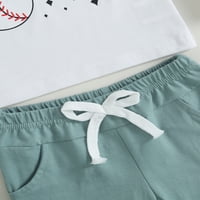 Sprifallbaby Baby Boys Ljetni kratki rukav Pisma za bejzbol za ispis majica + elastična šarka za struk
