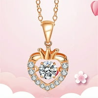 Jikolililili Luxury Love Heart Moving Ogrlica od krune Sportska ogrlica za Valentinovo Poklon Hypoalergenic