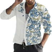 Haite Muške vrhove leptir print Tunic majica rever izrez majice muškarci bluza s dugim rukavima H M