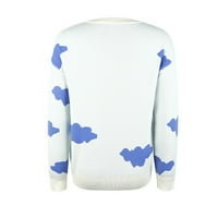 Prevelizirani džemperi za žene oblak tiskani o-vrat dugih rukava jesen zima Novi oblak pulover casual