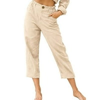 Cacommmark pi ženske hlače plus veličine čišćenja obrezane pantalone Ljeto u boji pamučne posteljine
