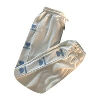 Ženske ležerne fleke dugačke hlače sa džepnim labavim veznim printom elastične struke Široke noge pantalone