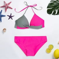 Tawop skromni kupaći kostimi za žene žene seksi ispis Čvrsta tri dva plaža bikini kupaći kostim vruće ružičaste veličine 14