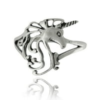 Sterling srebrni jednorožni prsten, veličina 5-10, fantastična bajka nakit