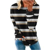 Ženska modna tiskana labava majica dugih rukava bluza okrugla vrat casual vrhovi duksevi