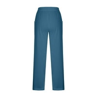 Jyeity Fals Fashion, labave baggy džepne hlače reproducirane pantalone Kombinezoni pamučne i posteljine Hlače ženske haljine za posao plave veličine S