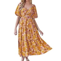 Rezervne ležerne haljine za žene Ličnost Vintage Ispisana haljina s kratkim rukavima Jednostavan i osjetljiv