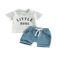 TODDLER Baby Boys Ljeto odijelo Dječji dječaci Kratki rukav Pismo Ispis majice + kratke hlače postavile