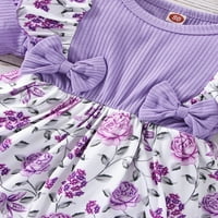 Jaweiw Baby Girl Romper haljine za ljeto, patchwork lažni dva kratka rukava s rebrastim rukavima donjeg zvuka, 0-12m