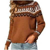 Ženski džemper vrhovi - pulover vrhovi za slobodno vrijeme ispisani kap ramena dugi rukav Vintage Comfy