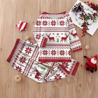 Božićni pokloni Božićska djeca Dječji ispis bluza vrhovi i hlače Xmas Porodična odjeća pidžama poliesterske