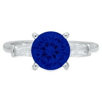 2.0ct okrugli rez simulirani plavi safir 14k bijeli zlatni godišnjički angažman kamena prstena veličine 8,25