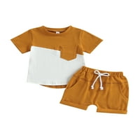 Suantret Toddler Baby Boys Hotsas setovi kratki rukav Patchwork majica Elastična struka kratke hlače