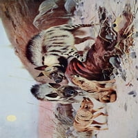 Kraljevska prirodna povijest 1893, prugasta hijena i šakal poster Print Friedrich Wilhelm Kuhnert