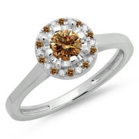 Dazzlingock kolekcija 0. Carat 14K šampanjac i bijeli dijamant Bridal Halo Angažman prsten CT, bijelo zlato, veličina 9.5